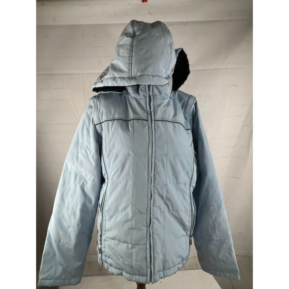 Esprit Womens L Winter Jacket Light Blue Detachable Hood & Sleeves Full Zip EUC - Picture 2 of 3